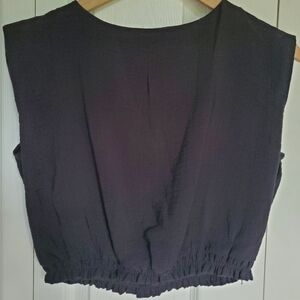 A New Day Black Crepe Cropped Top Size Small